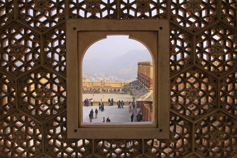 横图,室内,白天,窗户,印度,历史,摄影,要塞,印度文化,拉贾斯坦邦,琥珀堡,斋普尔,式样,美术工艺,设计,彩图