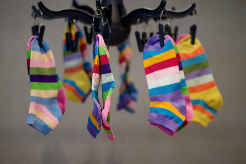 无人,横图,室内,特写,婴儿服装,衣架,西班牙,许多,吊挂,悬挂,条纹,小的,很多,挂,袜子,洗衣服,摄影,多样,选择,巴伦西亚省,彩图