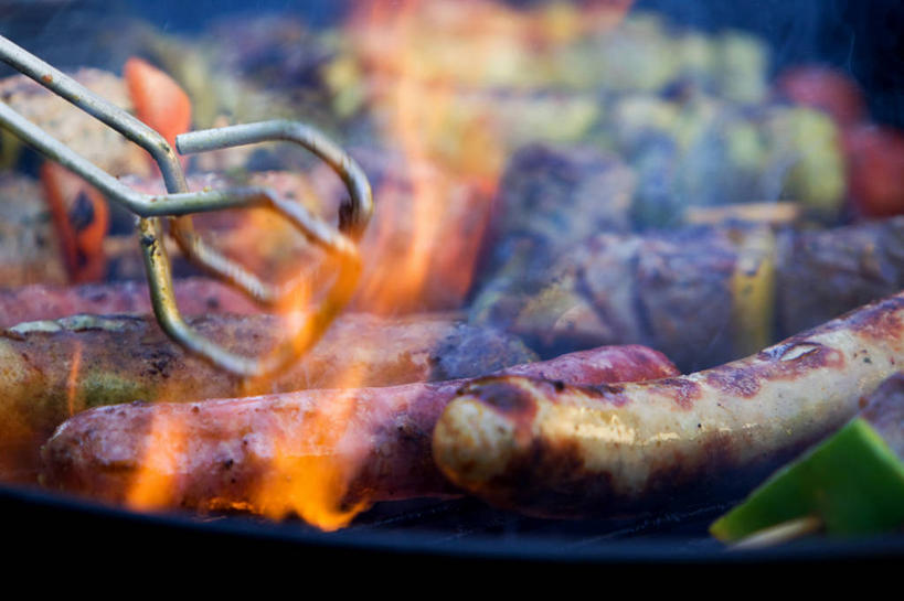 无人,横图,室外,特写,白天,烧烤,法国,准备,火焰,香肠,食品,热,饮食,摄影,烤肉架,彩图