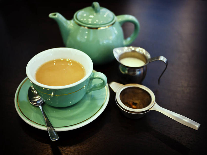 牛奶,无人,横图,俯视,室内,特写,白天,新西兰,壶,水壶,饮料,茶碟,茶壶,容器,汤匙,摄影,清新,健康食物,茶杯,彩图,高角度拍摄,咖啡馆