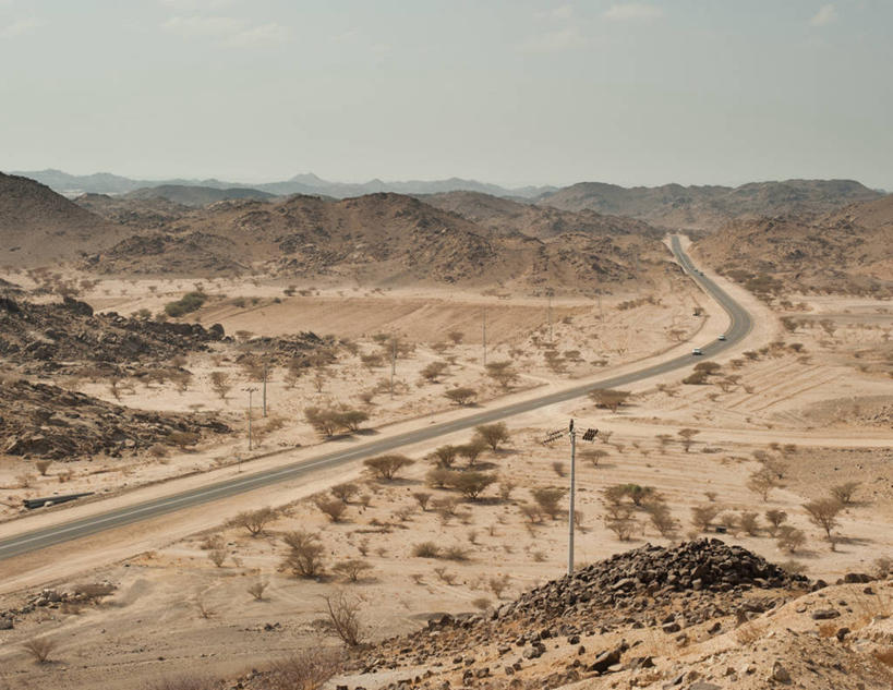 无人,横图,室外,白天,山,公路,汽车,自然,运输,摄影,波斯湾,沙特阿拉伯,万里无云,彩图