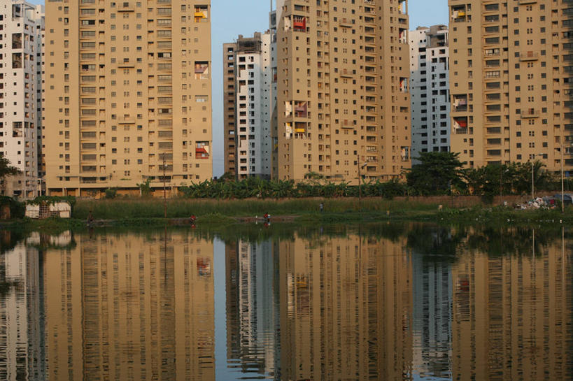 横图,室外,白天,城市,建筑,摩天大楼,印度,反射,摄影,宁静,死水,彩图