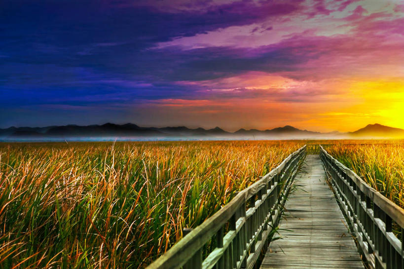 无人,栏杆,横图,室外,旅游,度假,农业,美景,日落,山,泰国,景观,田地,云,娱乐,草,天空,自然,享受,休闲,景色,放松,摄影,生长,宁静,自然风光,巴蜀,彩图,单行道