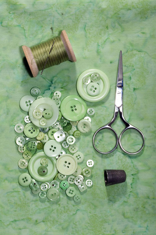 无人,竖图,俯视,室内,特写,加拿大,许多,剪刀,线,印花,很多,针,绿色,摄影,多样,蜡染,工艺,上色,选择,顶针,染色,彩图,高角度拍摄,染整,印染