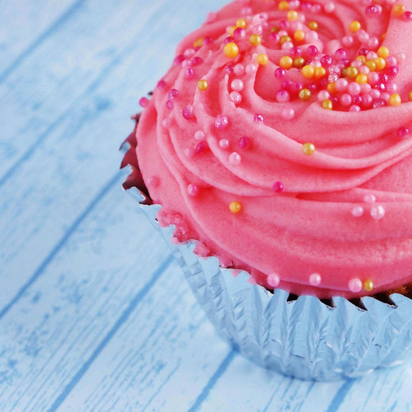 无人,方图,室外,特写,白天,英国,食品,粉色,甜食,诱惑,摄影,糖衣,纸托蛋糕,彩图