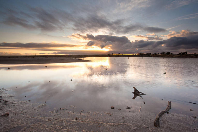 无人,横图,室外,美景,日落,澳大利亚,反射,浮木,景观,云,风景,天空,自然,景色,摄影,宁静,自然风光,盐湖,南澳大利亚,彩图