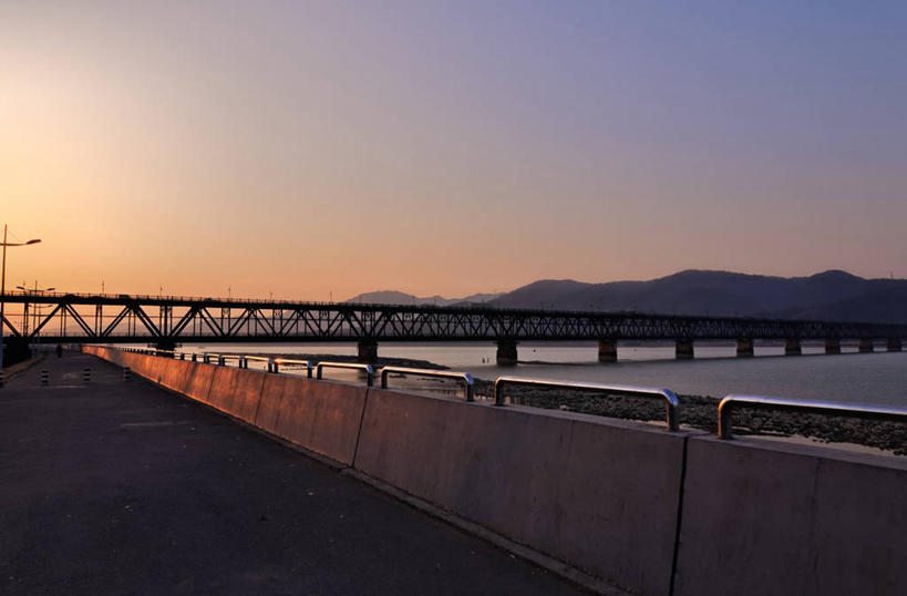 无人,横图,室外,河流,桥,联系,浙江省,风景,自然,黄昏,摄影,杭州,宁静,万里无云,彩图