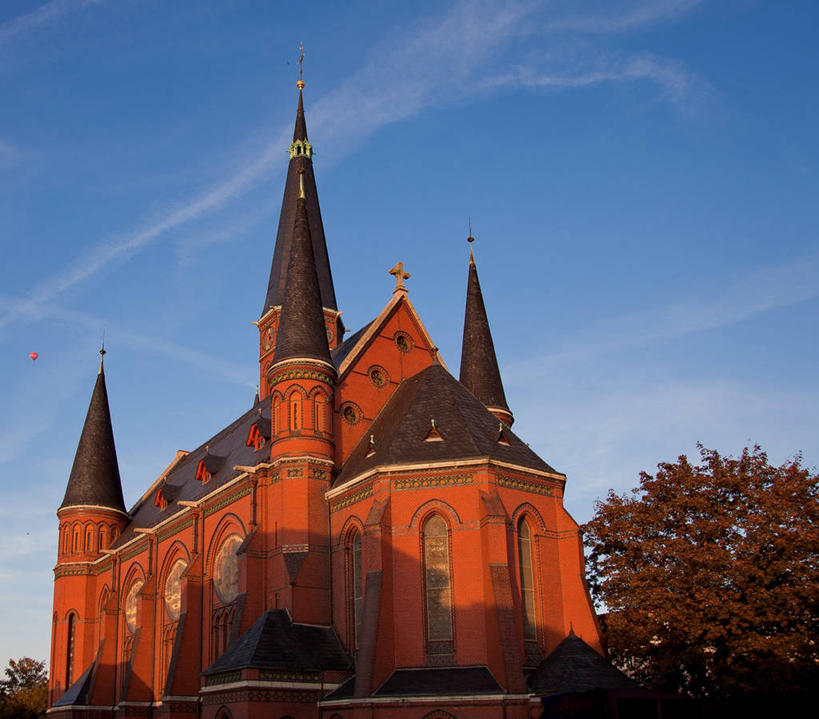 无人,教堂,横图,室外,白天,建筑,德国,云,树,摄影,宗教,基督教,德国文化,彩图,图林根州