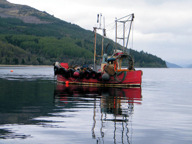 无人,横图,室外,白天,山,英国,停靠,反射,苏格兰,树,自然,运输,摄影,宁静,停泊,彩图