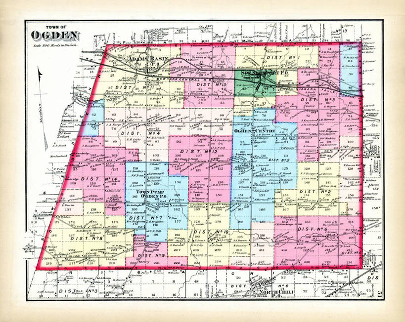 无人,横图,地图,城镇,历史,古董,纽约州,奥格登,彩图