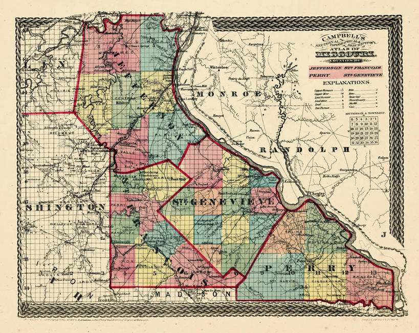 无人,横图,地图,历史,古董,密苏里,彩图