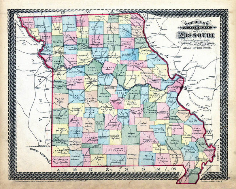 无人,横图,地图,历史,古董,密苏里,彩图