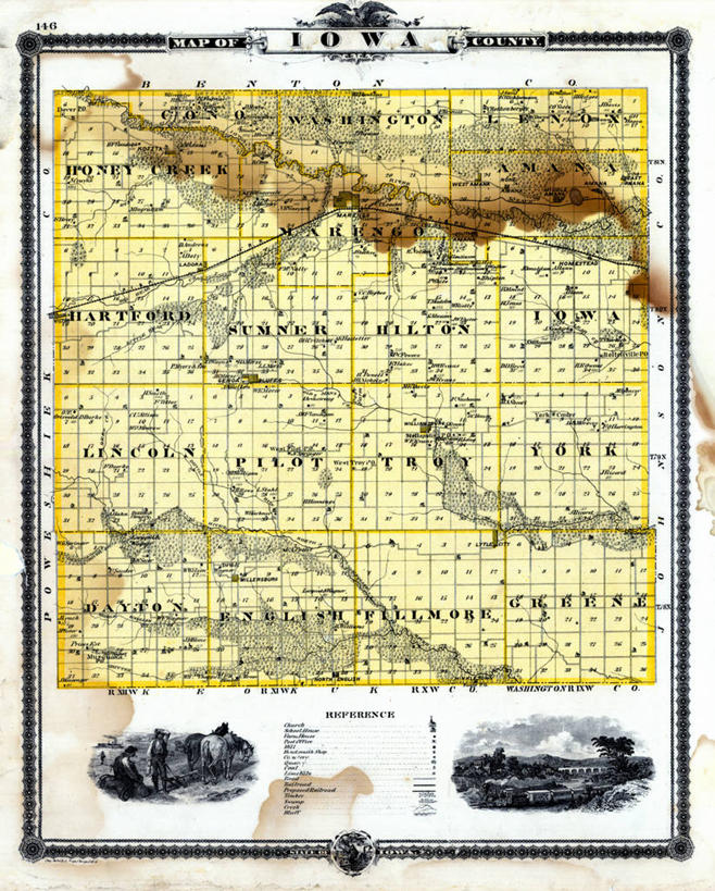 无人,竖图,地图,历史,古董,彩图,爱荷华