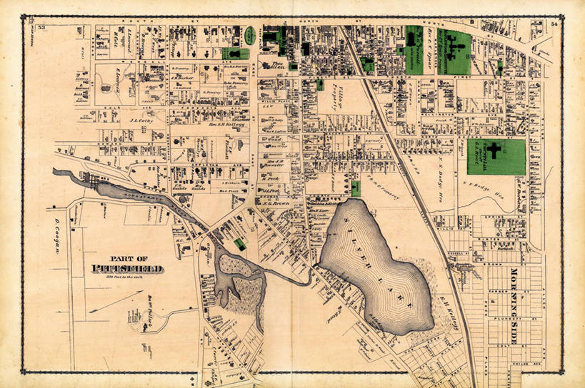 无人,横图,地图,城镇,历史,古董,马萨诸塞,彩图,皮茨菲尔德