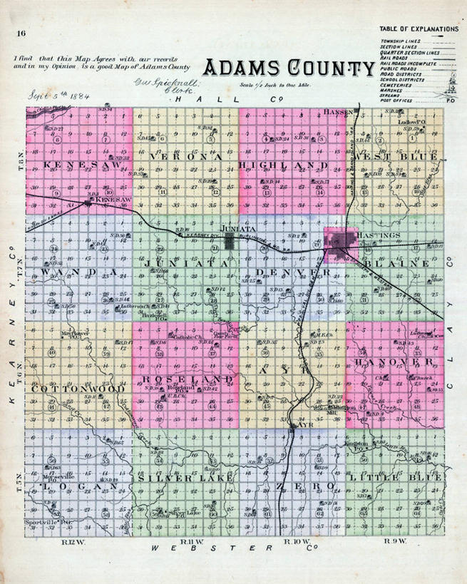 无人,竖图,地图,历史,古董,内布拉斯加,彩图