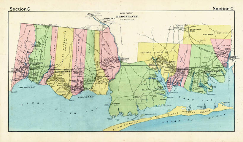 无人,横图,地图,历史,古董,纽约州,彩图,东港,火岛国家海岸