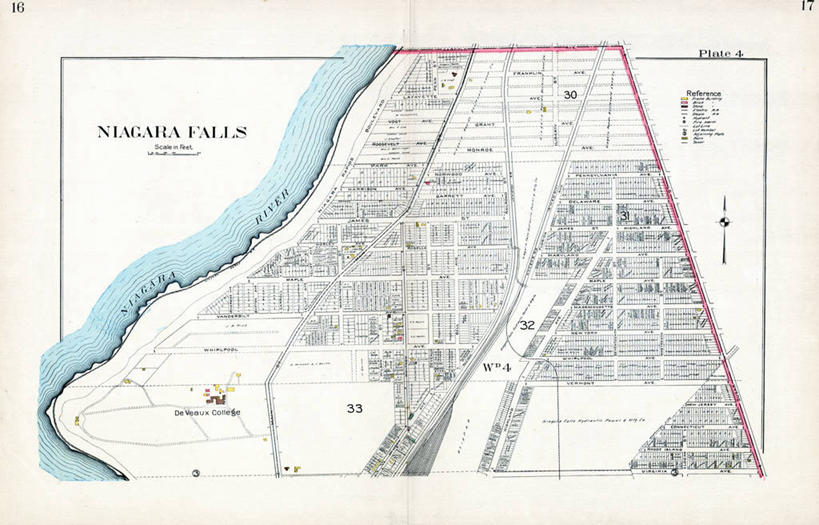 无人,横图,地图,城镇,历史,古董,纽约州,尼亚加拉瀑布,彩图