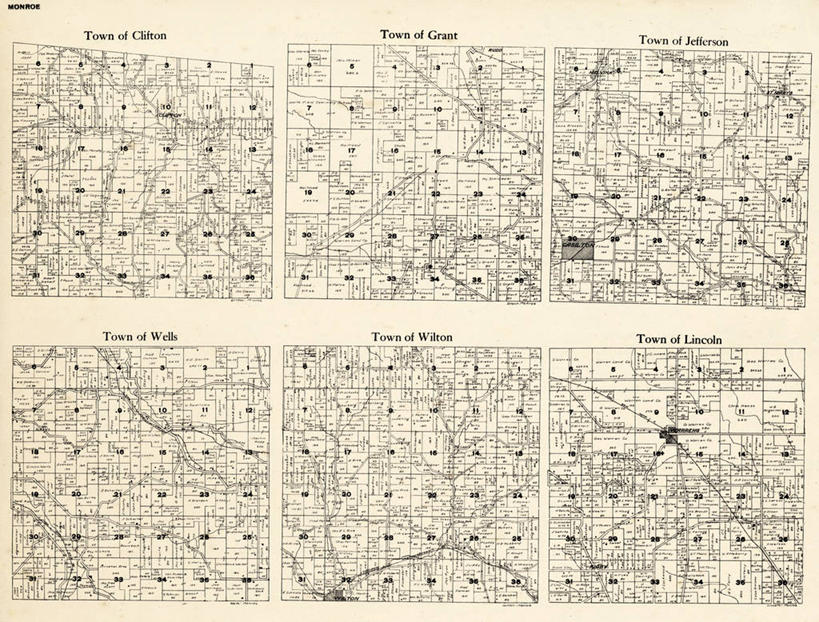 无人,横图,地图,历史,井,古董,威斯康星,彩图,门罗县