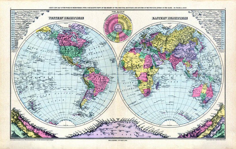 无人,横图,地图,世界地图,历史,古董,纽约州,彩图