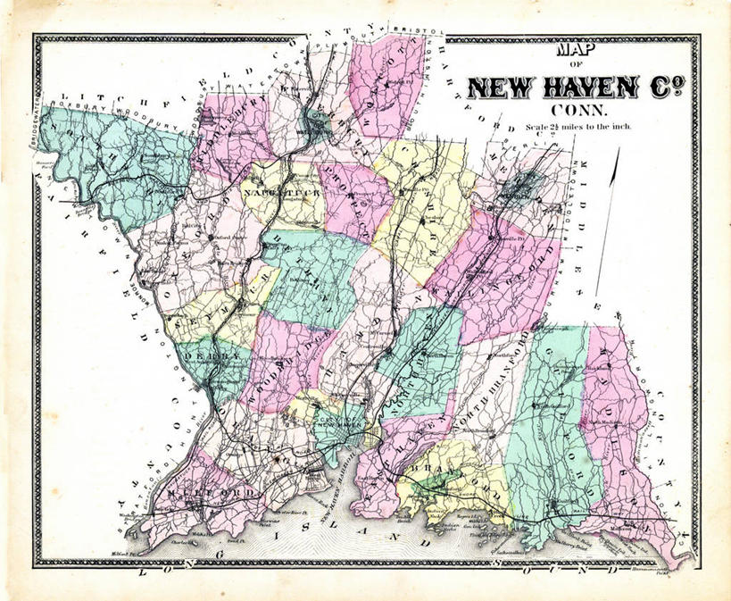 无人,横图,地图,历史,古董,康涅狄格州,彩图
