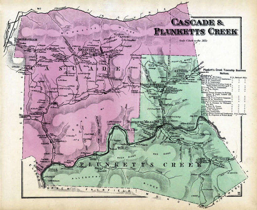 无人,横图,瀑布,地图,历史,古董,宾夕法尼亚,彩图