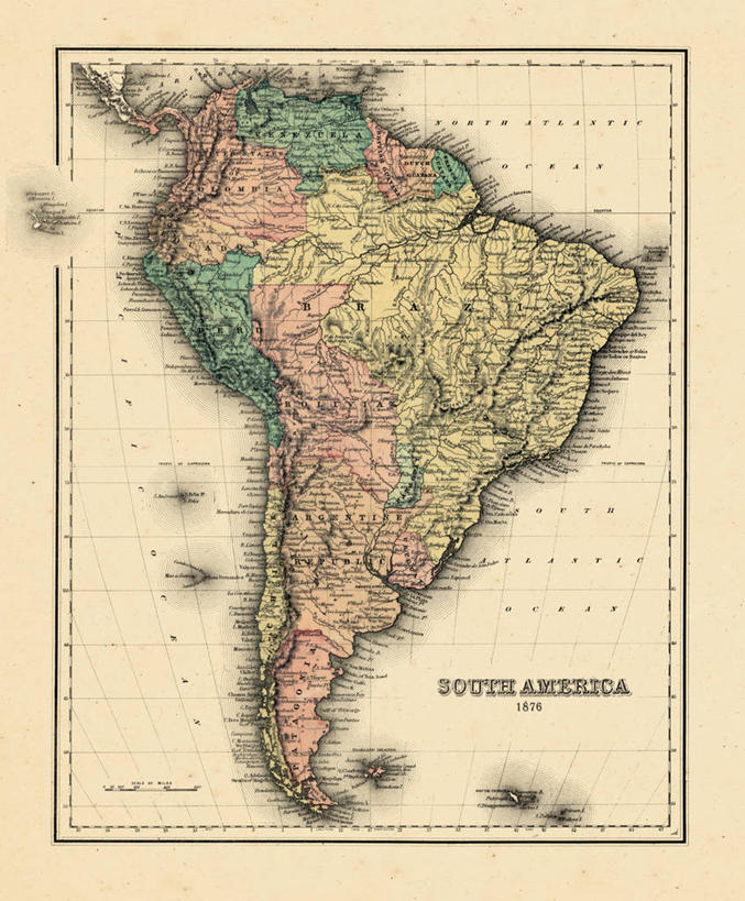 无人,竖图,地图,历史,南美,古董,纽约州,彩图