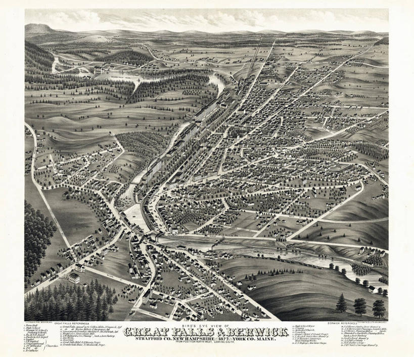 无人,横图,俯视,地图,美国,历史,古董,北美,北美洲,美洲,缅因州,新罕布什尔州,北亚美利加洲,亚美利加洲,新罕布什尔,新罕布夏州,花岗岩州,花冈岩之州,滑雪之州,新英格兰,纽英仑,彩图,高角度拍摄,美利坚合众国