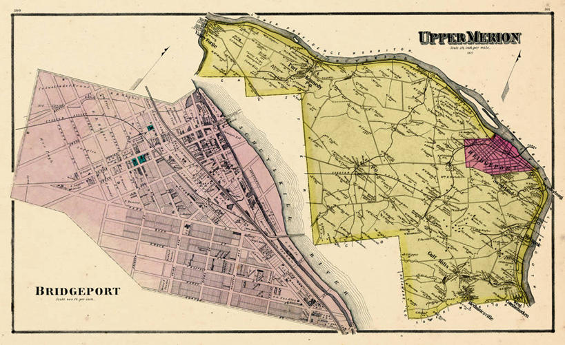 无人,横图,地图,城镇,历史,古董,宾夕法尼亚,布里奇波特,彩图