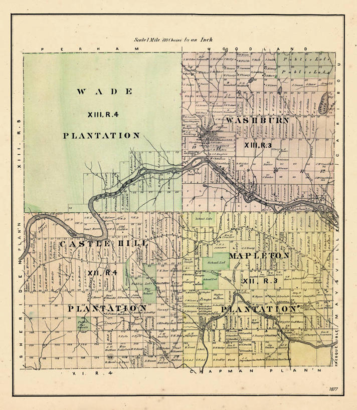 无人,竖图,地图,历史,古董,缅因州,彩图,城堡峰