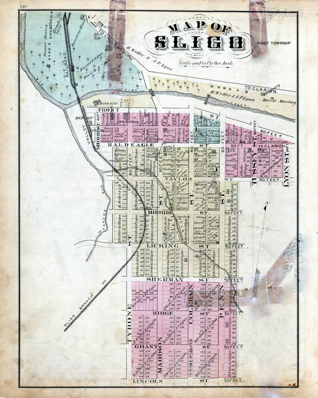 无人,竖图,地图,城镇,历史,古董,宾夕法尼亚,斯莱戈,彩图