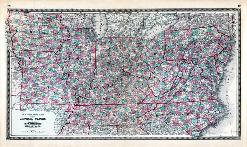 无人,横图,地图,历史,古董,俄亥俄州,彩图