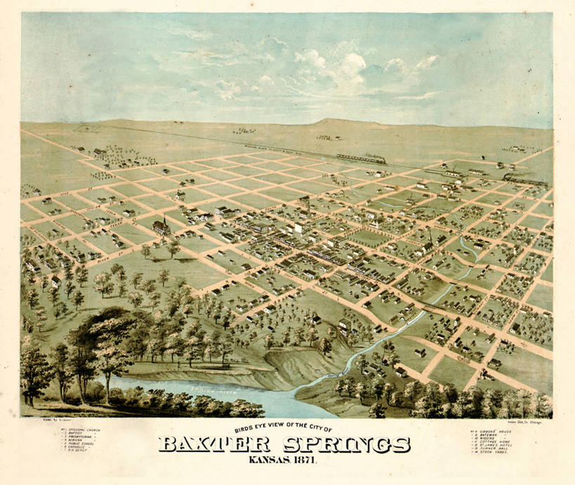 无人,横图,俯视,地图,历史,古董,堪萨斯,彩图,高角度拍摄