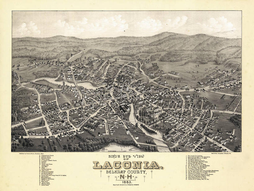 无人,横图,俯视,地图,美国,历史,古董,北美,北美洲,美洲,新罕布什尔州,北亚美利加洲,亚美利加洲,新罕布什尔,新罕布夏州,花岗岩州,花冈岩之州,滑雪之州,新英格兰,纽英仑,拉科尼亚,彩图,高角度拍摄,美利坚合众国