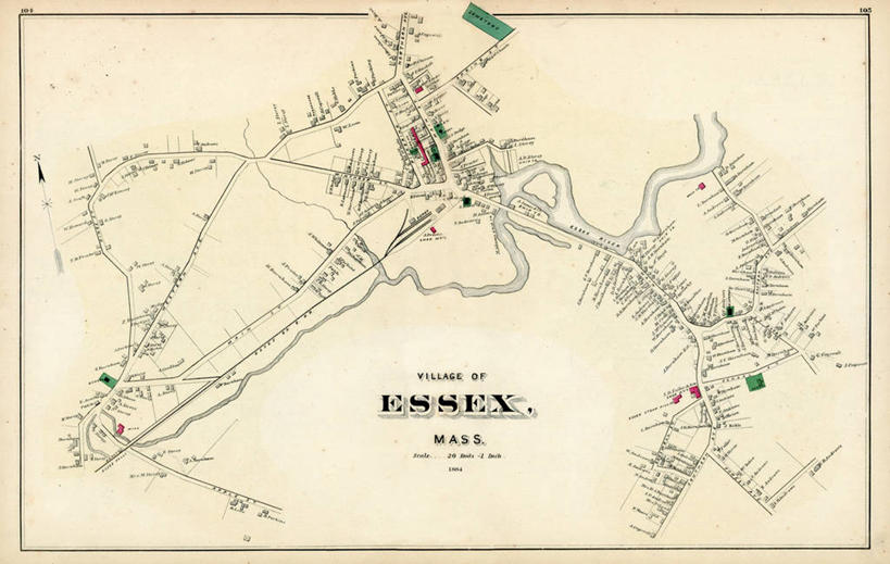 无人,横图,地图,城镇,历史,古董,马萨诸塞,埃塞克斯郡,彩图