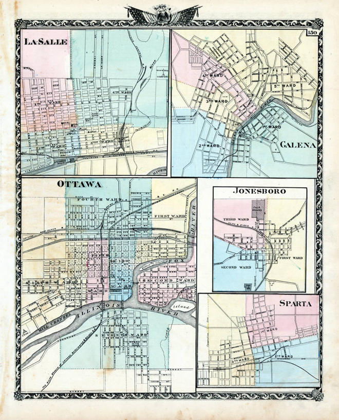 无人,竖图,地图,首都,历史,古董,伊利诺斯州,渥太华,彩图