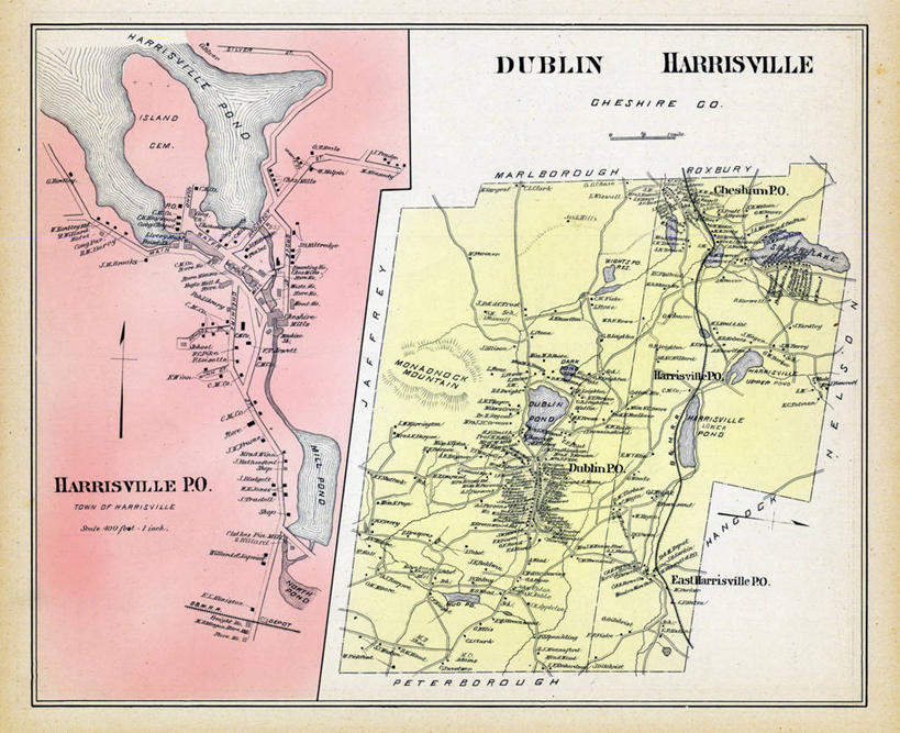 无人,横图,地图,美国,城镇,历史,古董,北美,北美洲,美洲,新罕布什尔州,北亚美利加洲,亚美利加洲,新罕布什尔,新罕布夏州,花岗岩州,花冈岩之州,滑雪之州,都柏林,新英格兰,纽英仑,彩图,美利坚合众国