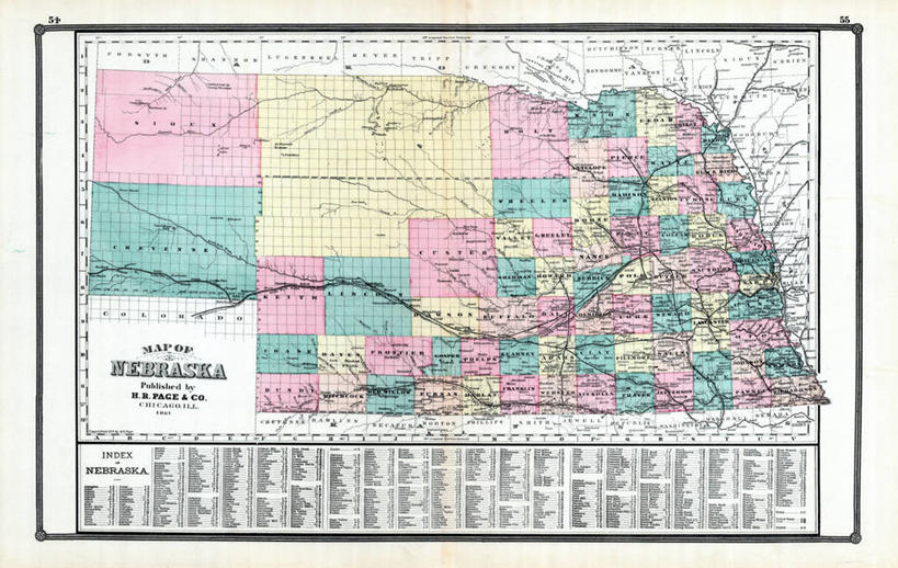 无人,横图,地图,历史,古董,内布拉斯加,彩图