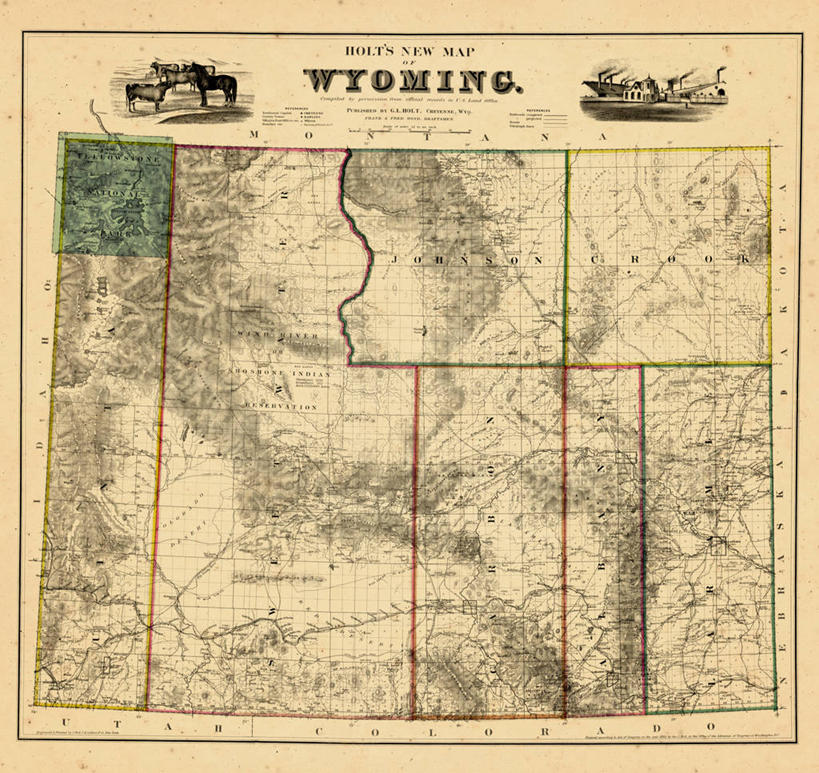 无人,横图,地图,历史,古董,怀俄明,彩图