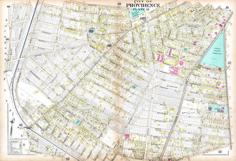 无人,横图,地图,城镇,历史,古董,罗得岛,普罗维登斯,彩图