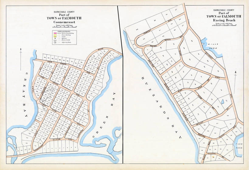无人,横图,地图,城镇,历史,古董,马萨诸塞,法尔茅斯,彩图