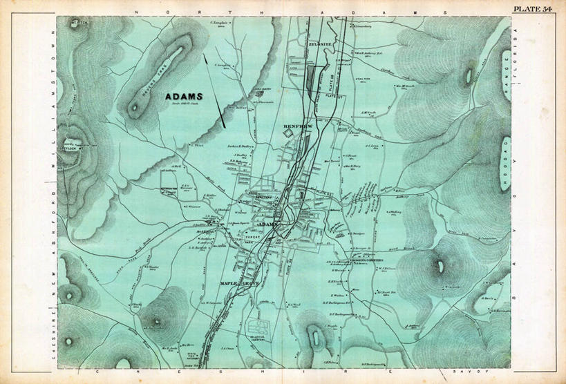 无人,横图,地图,城镇,历史,古董,马萨诸塞,亚当斯,彩图