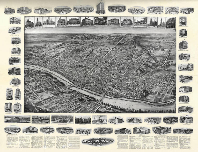 无人,横图,俯视,航拍,地图,历史,古董,鸟瞰,新泽西,彩图,高角度拍摄,纽宾士域