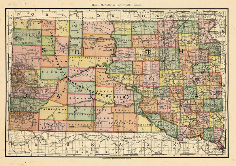 无人,横图,地图,历史,古董,南达科他州,彩图
