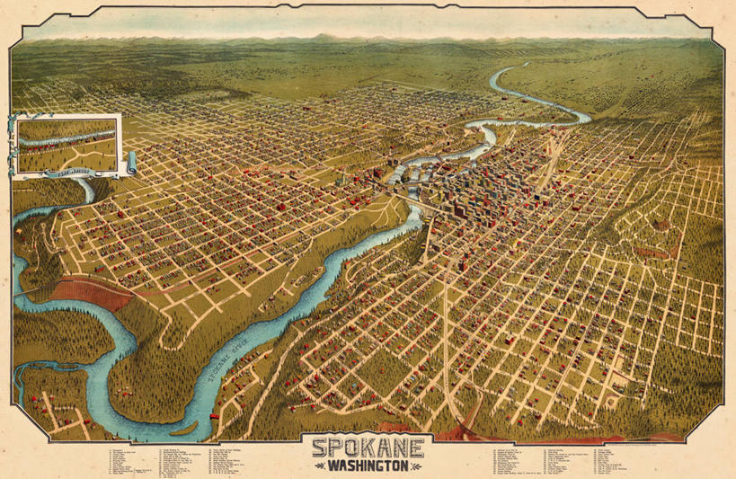 无人,横图,俯视,地图,历史,古董,华盛顿州,彩图,高角度拍摄