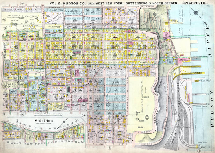 无人,横图,地图,历史,古董,新泽西,哈德逊县,彩图