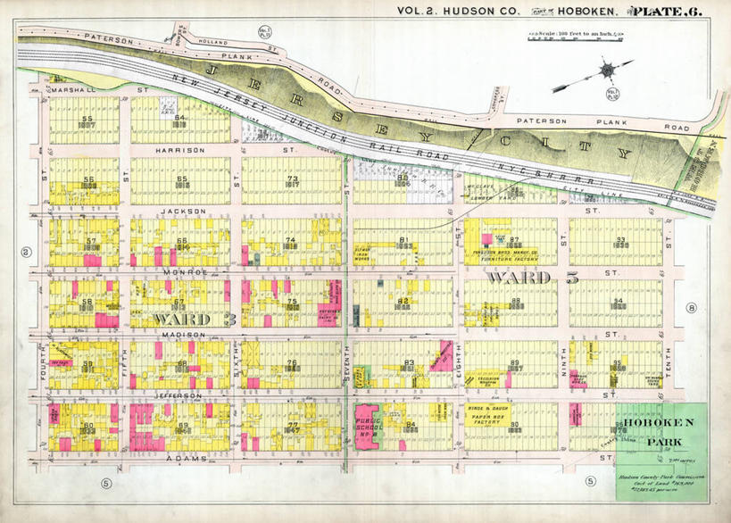 无人,横图,地图,城镇,历史,古董,霍博肯,新泽西,彩图