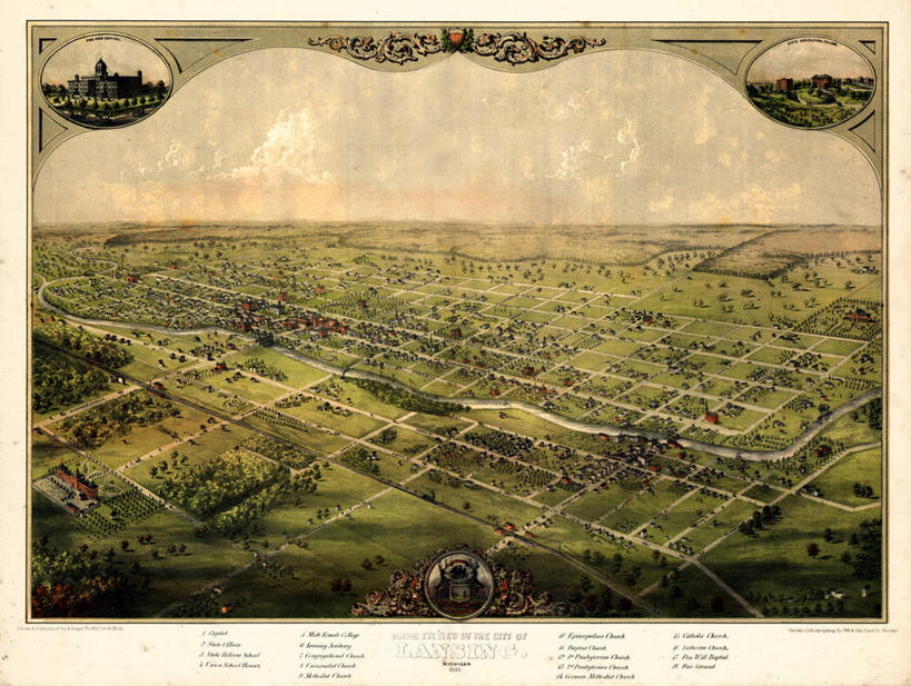 无人,横图,俯视,地图,美国,历史,古董,北美,北美洲,美洲,北亚美利加洲,亚美利加洲,密歇根,密歇根州,貂熊州,狼獾之州,狼獾州,彩图,高角度拍摄,美利坚合众国