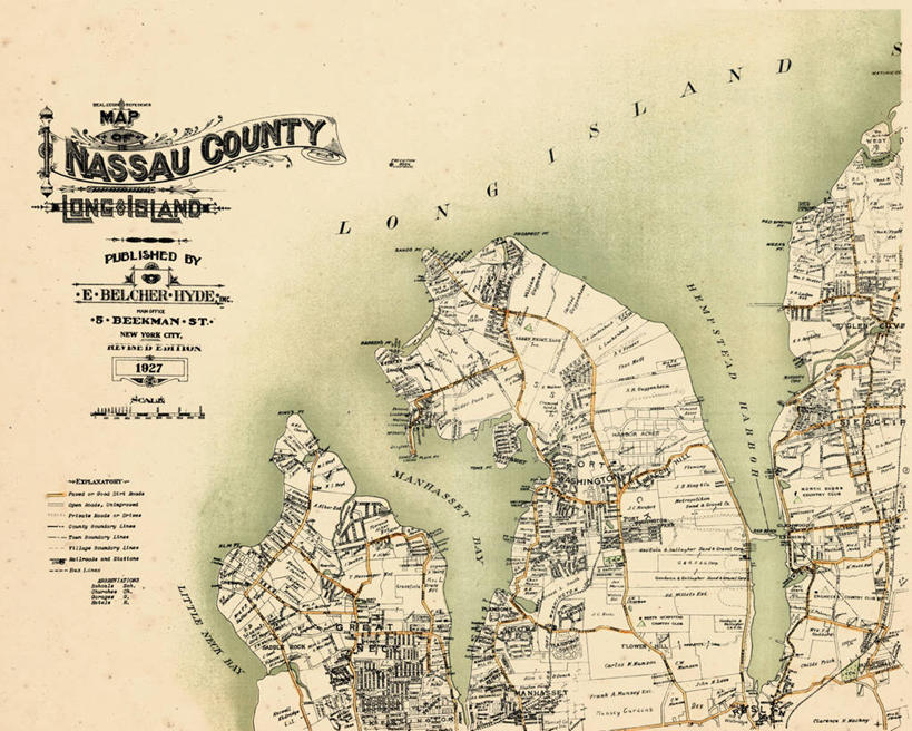 无人,横图,地图,悬崖,城镇,历史,古董,长岛,纽约州,彩图,纳苏县
