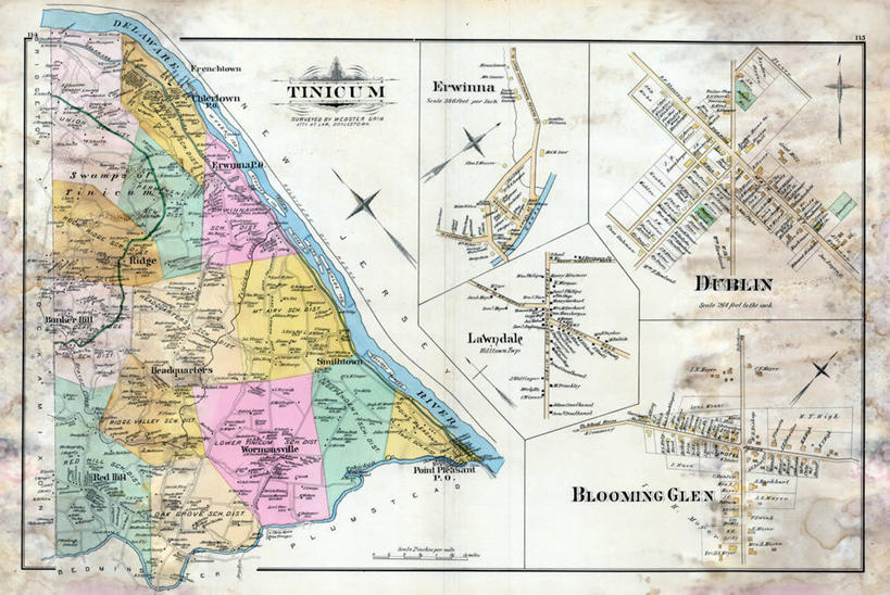 无人,横图,地图,城镇,历史,古董,宾夕法尼亚,都柏林,彩图