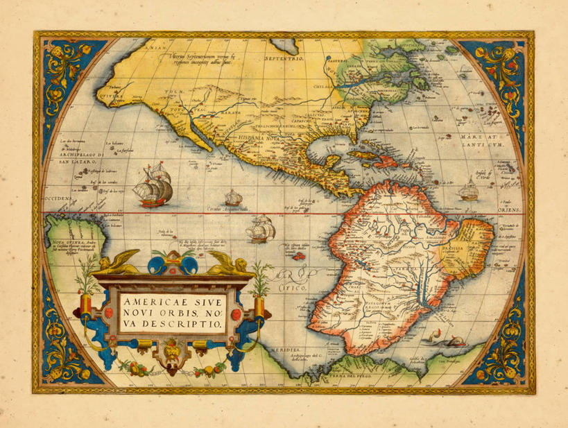 无人,横图,地图,世界地图,历史,南美,古董,北美,彩图